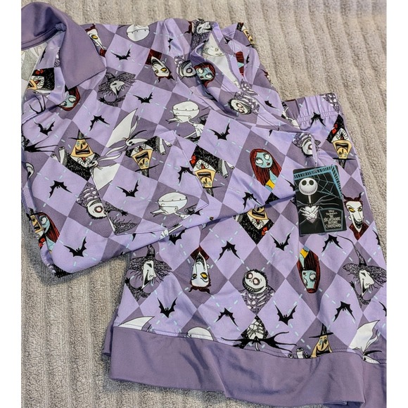 Disney Nightmare Before Christmas Lavender Argyle Pajama Shorts Set 2X NWT - Picture 10 of 11
